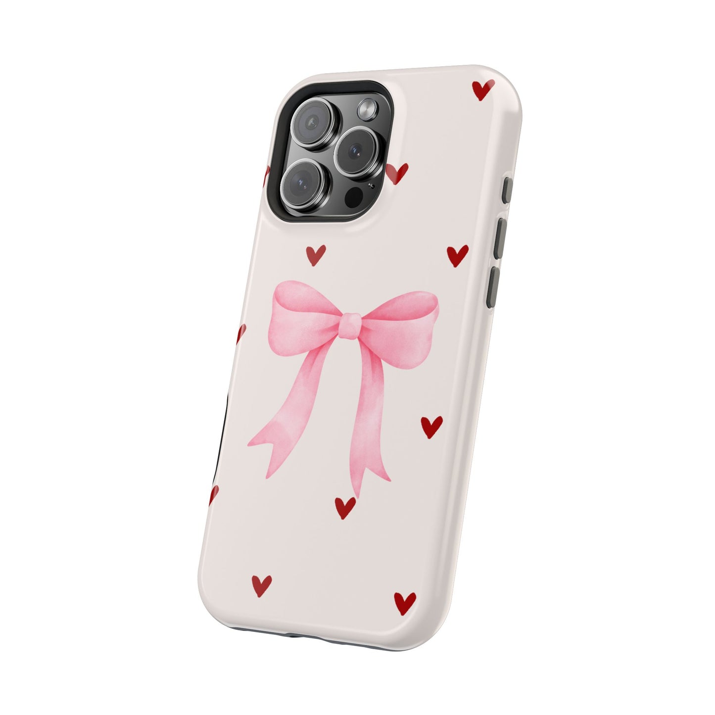 Pink Bow & Red Hearts MagSafe iPhone® Case