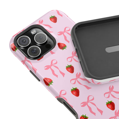 Pink Bow & Strawberry MagSafe iPhone® Case