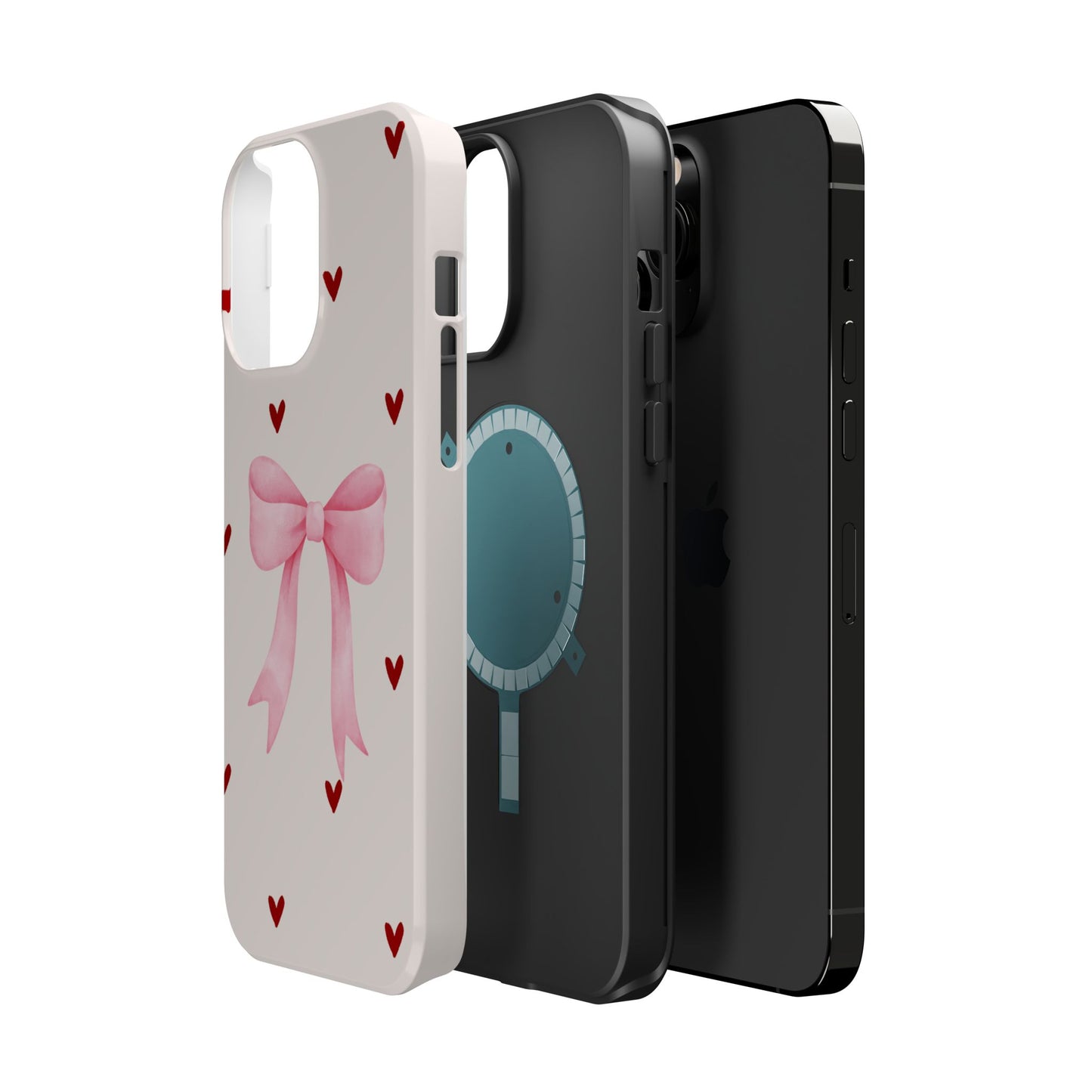 Pink Bow & Red Hearts MagSafe iPhone® Case