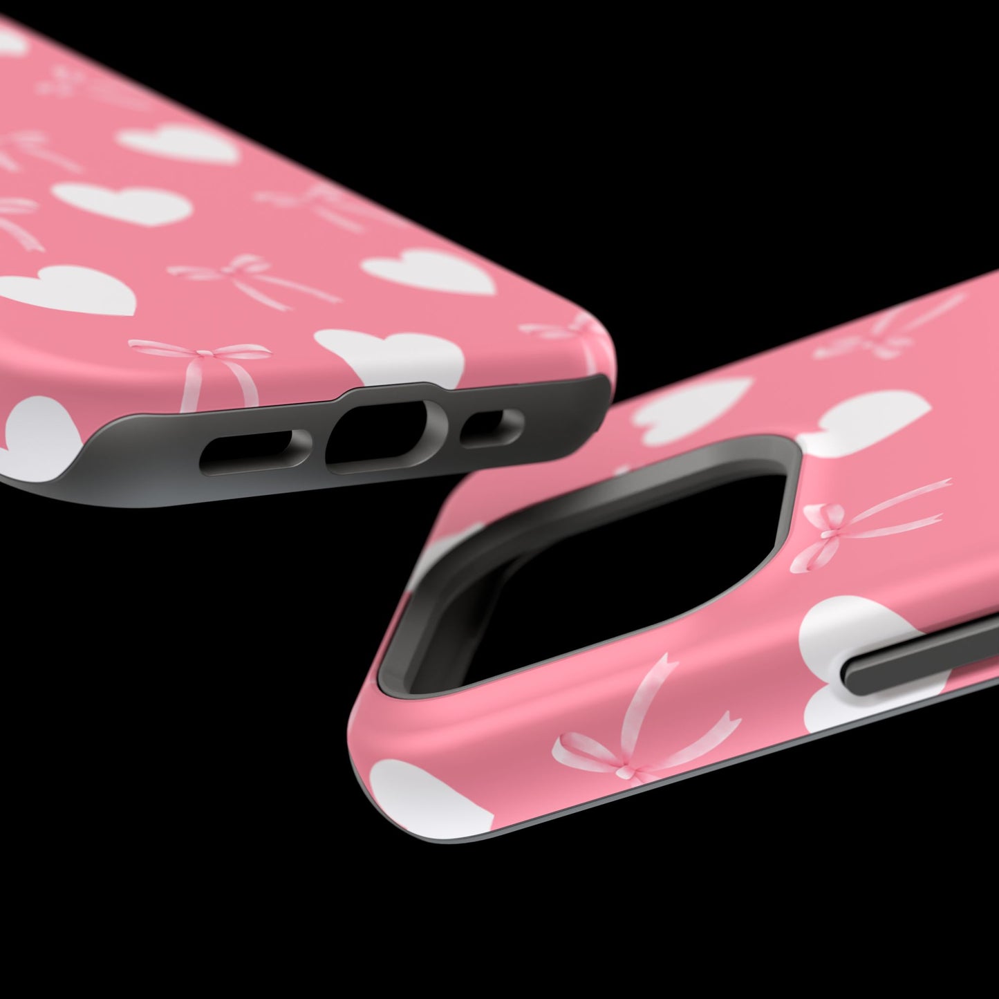 Pink Bow & White Hearts MagSafe iPhone® Case