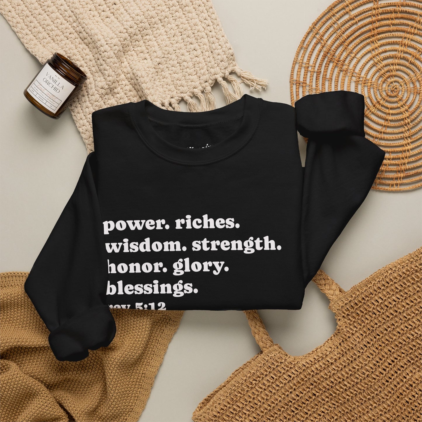 Declaring Your Power. Riches. Wisdom. Strength Crewneck Sweatshirt