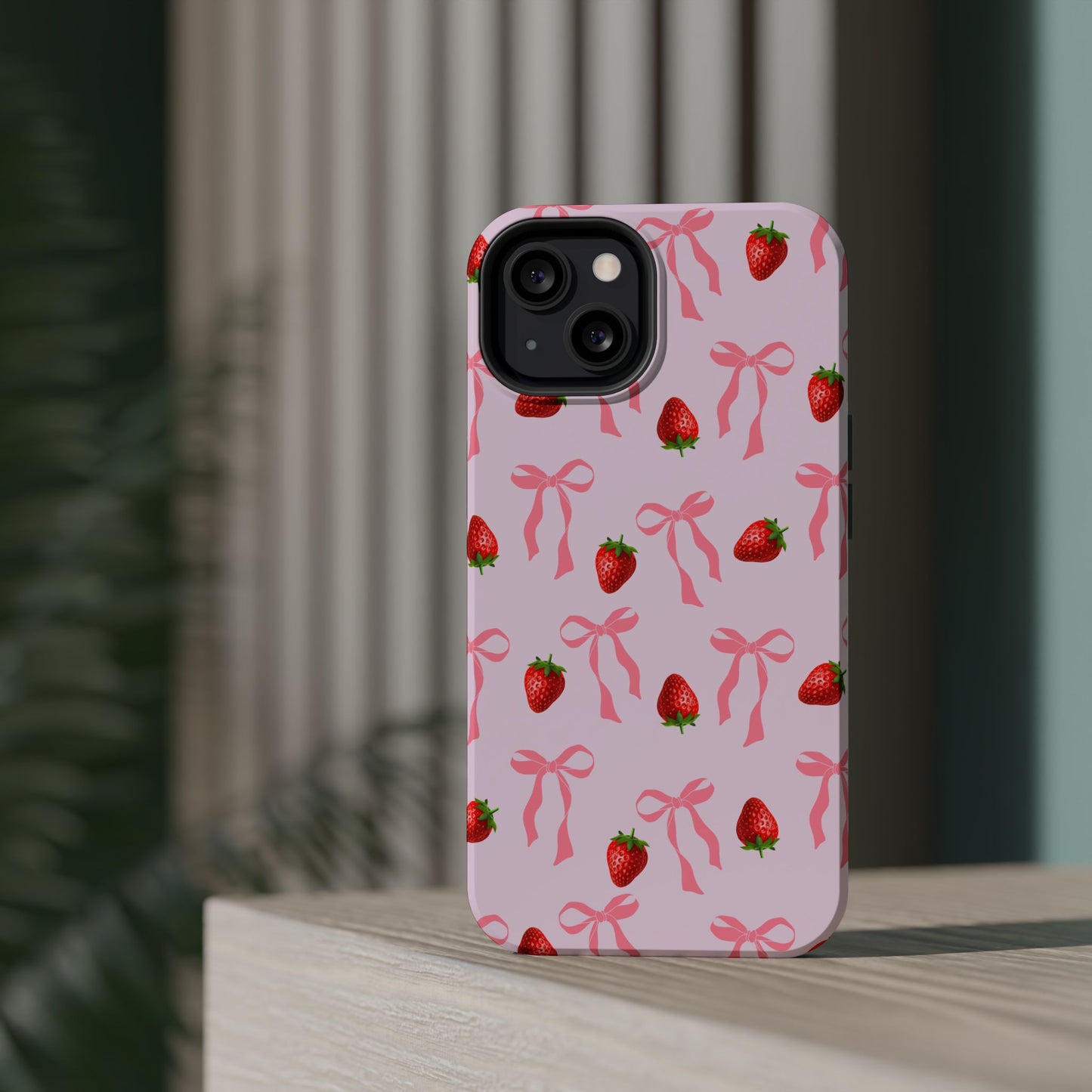 Pink Bow & Strawberry MagSafe iPhone® Case