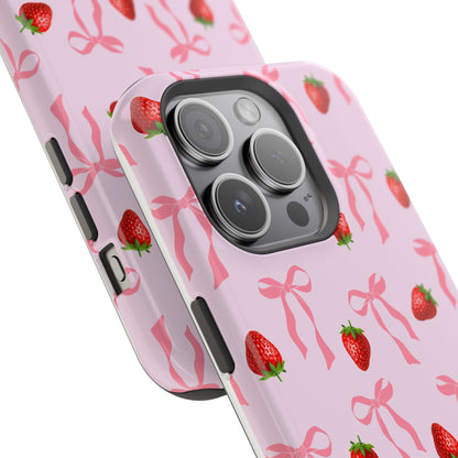 Pink Bow & Strawberry MagSafe iPhone® Case