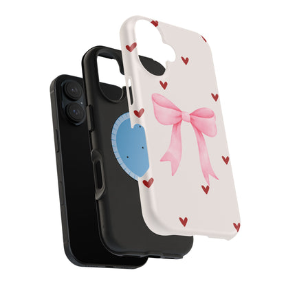 Pink Bow & Red Hearts MagSafe iPhone® Case