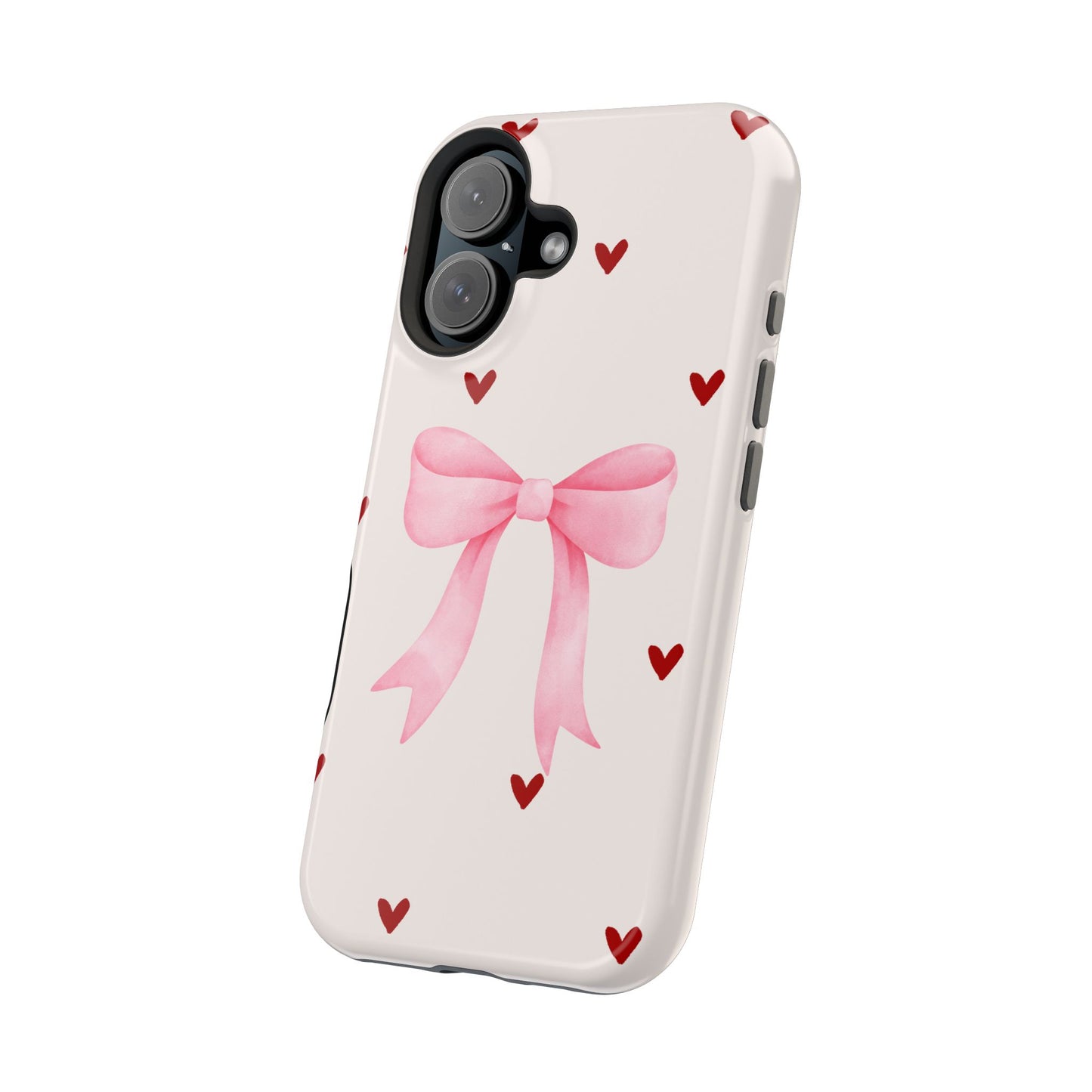 Pink Bow & Red Hearts MagSafe iPhone® Case