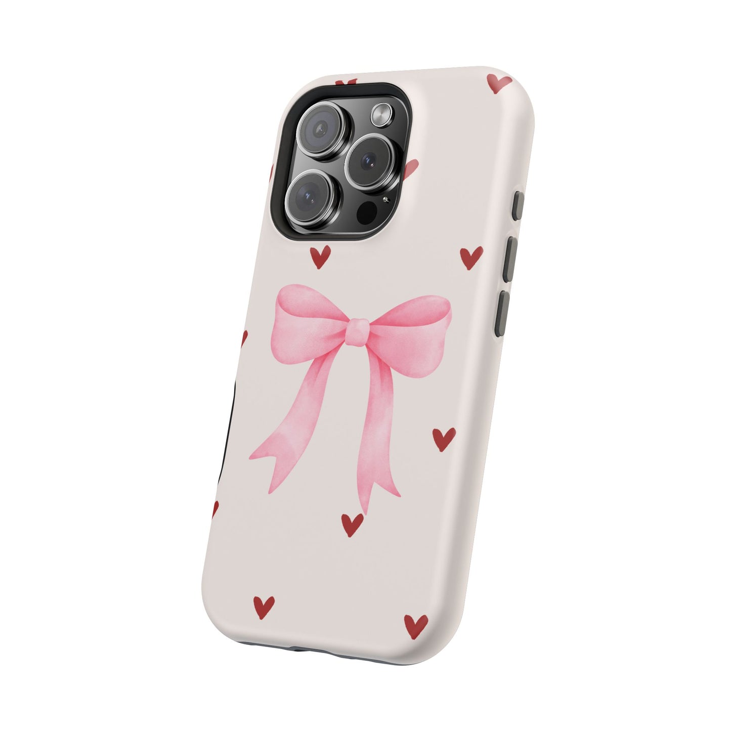 Pink Bow & Red Hearts MagSafe iPhone® Case