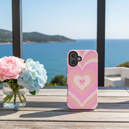 Pink Bow & Big Hearts MagSafe iPhone® Case