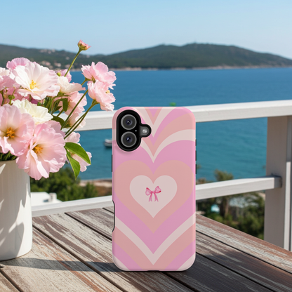 Pink Bow & Big Hearts MagSafe iPhone® Case