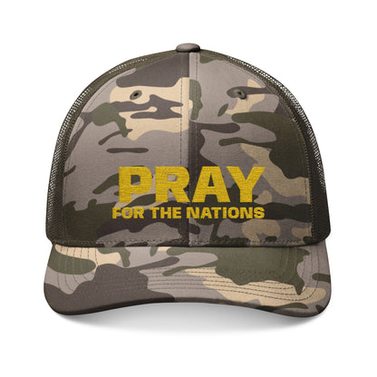 Pray For The Nations Camo Trucker Hat Embroidered Faith Cap 
