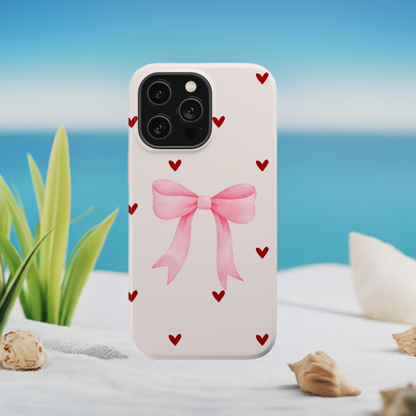 Pink Bow & Red Hearts MagSafe iPhone® Case
