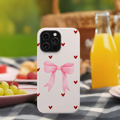 Pink Bow & Red Hearts MagSafe iPhone® Case