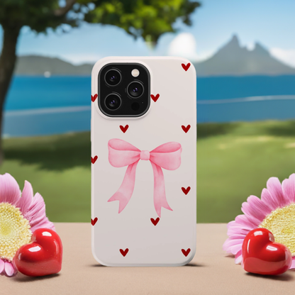 Pink Bow & Red Hearts MagSafe iPhone® Case