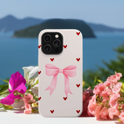 Pink Bow & Red Hearts MagSafe iPhone® Case