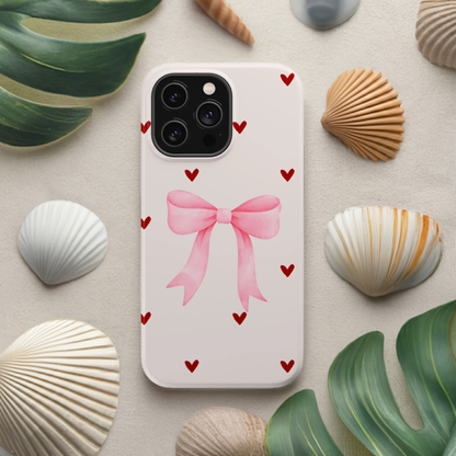 Pink Bow & Red Hearts MagSafe iPhone® Case