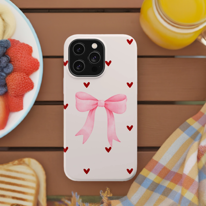 Pink Bow & Red Hearts MagSafe iPhone® Case
